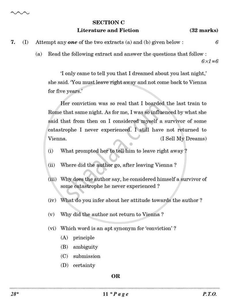 English Elective - NCERT 2025-2026 - CBSE 12th - Class 12 - CBSE (Central Board of Secondary Education) question paper with PDF download