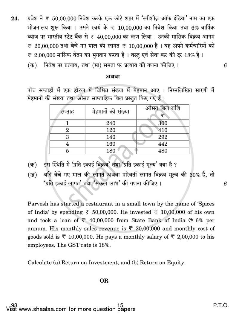 Entrepreneurship 2018-2019 - CBSE 12th - Class 12 - CBSE (Central Board of Secondary Education) question paper with PDF download