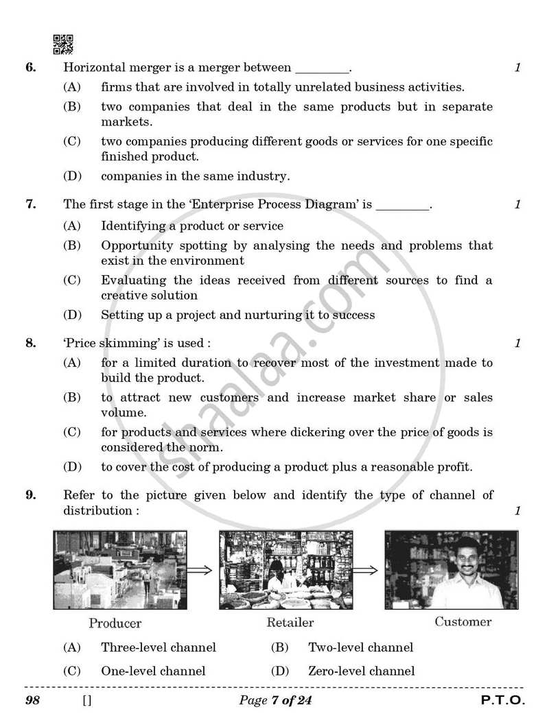 Entrepreneurship 2025-2026 - CBSE 12th - Class 12 - CBSE (Central Board of Secondary Education) question paper with PDF download