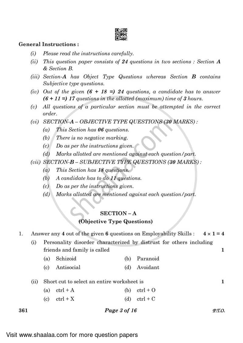 Fashion Studies 2022-2023 - CBSE 12th - Class 12 - CBSE (Central Board of Secondary Education) question paper with PDF download