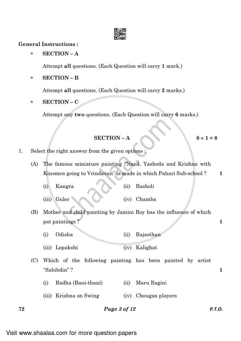 Fine Arts (Applied Art-Commercial Art) 2022-2023 - CBSE 12th - Class 12 - CBSE (Central Board of Secondary Education) question paper with PDF download