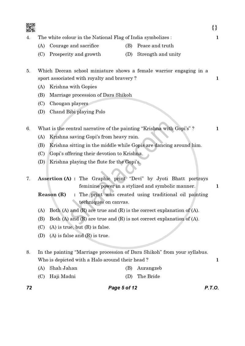 Fine Arts (Applied Art-Commercial Art) 2025-2026 - CBSE 12th - Class 12 - CBSE (Central Board of Secondary Education) question paper with PDF download