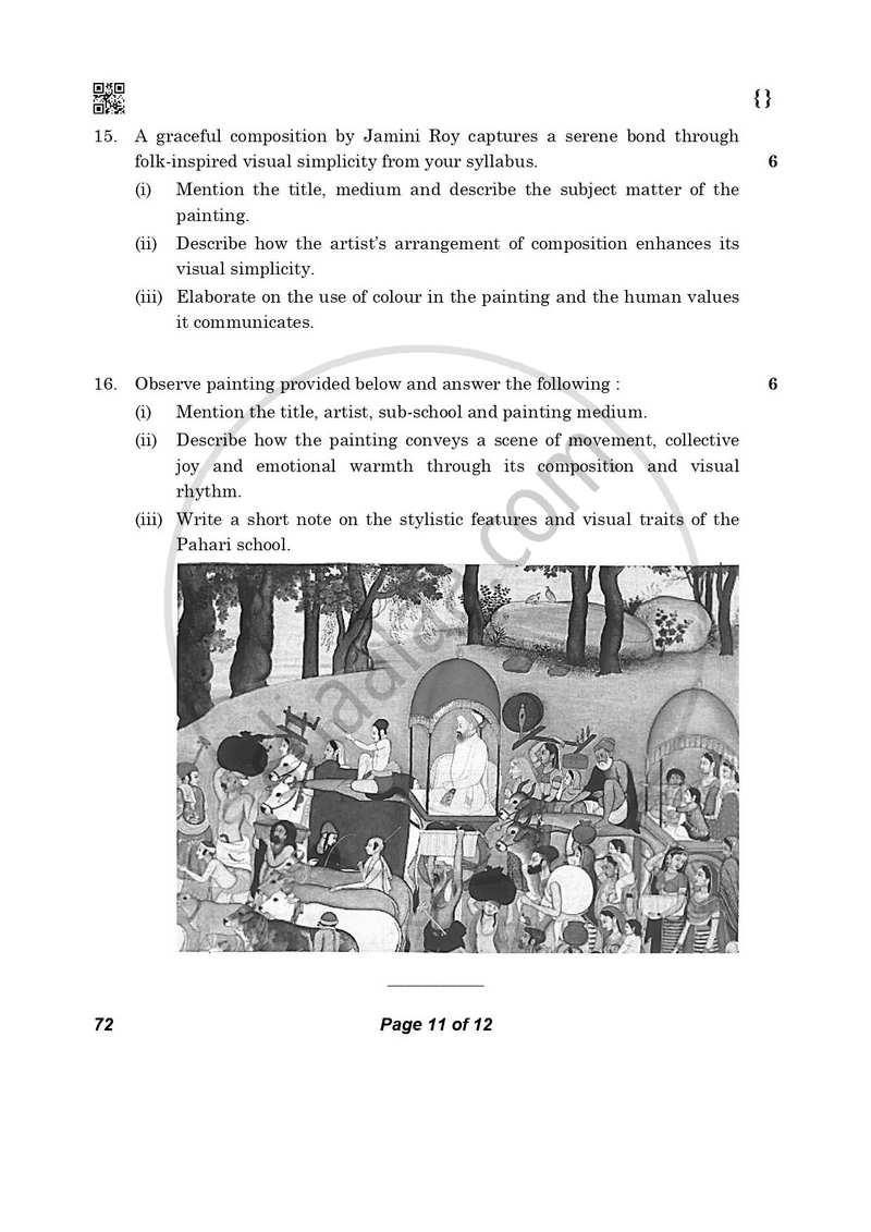 Fine Arts (Applied Art-Commercial Art) 2025-2026 - CBSE 12th - Class 12 - CBSE (Central Board of Secondary Education) question paper with PDF download