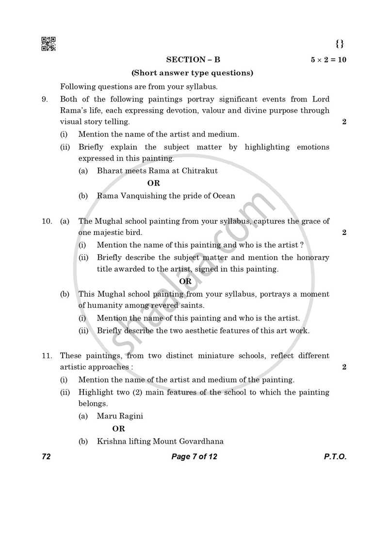Fine Arts (Applied Art-Commercial Art) 2025-2026 - CBSE 12th - Class 12 - CBSE (Central Board of Secondary Education) question paper with PDF download
