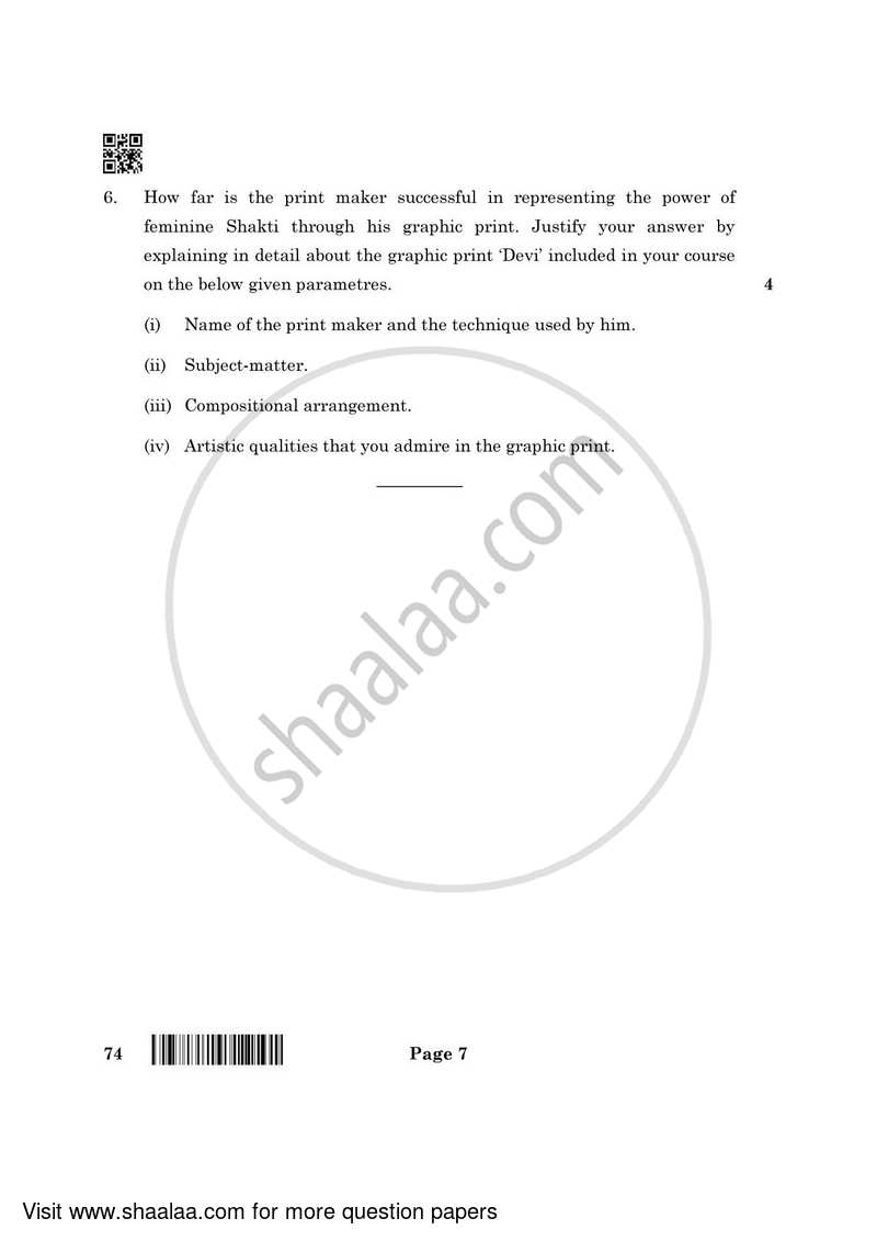 Fine Arts (Graphics) 2021-2022 - CBSE 12th - Class 12 - CBSE (Central Board of Secondary Education) question paper with PDF download