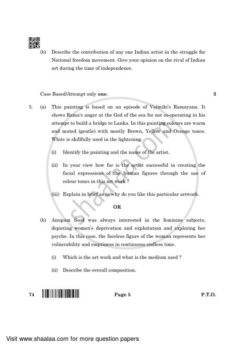 Fine Arts (Graphics) 2021-2022 - CBSE 12th - Class 12 - CBSE (Central Board of Secondary Education) question paper with PDF download