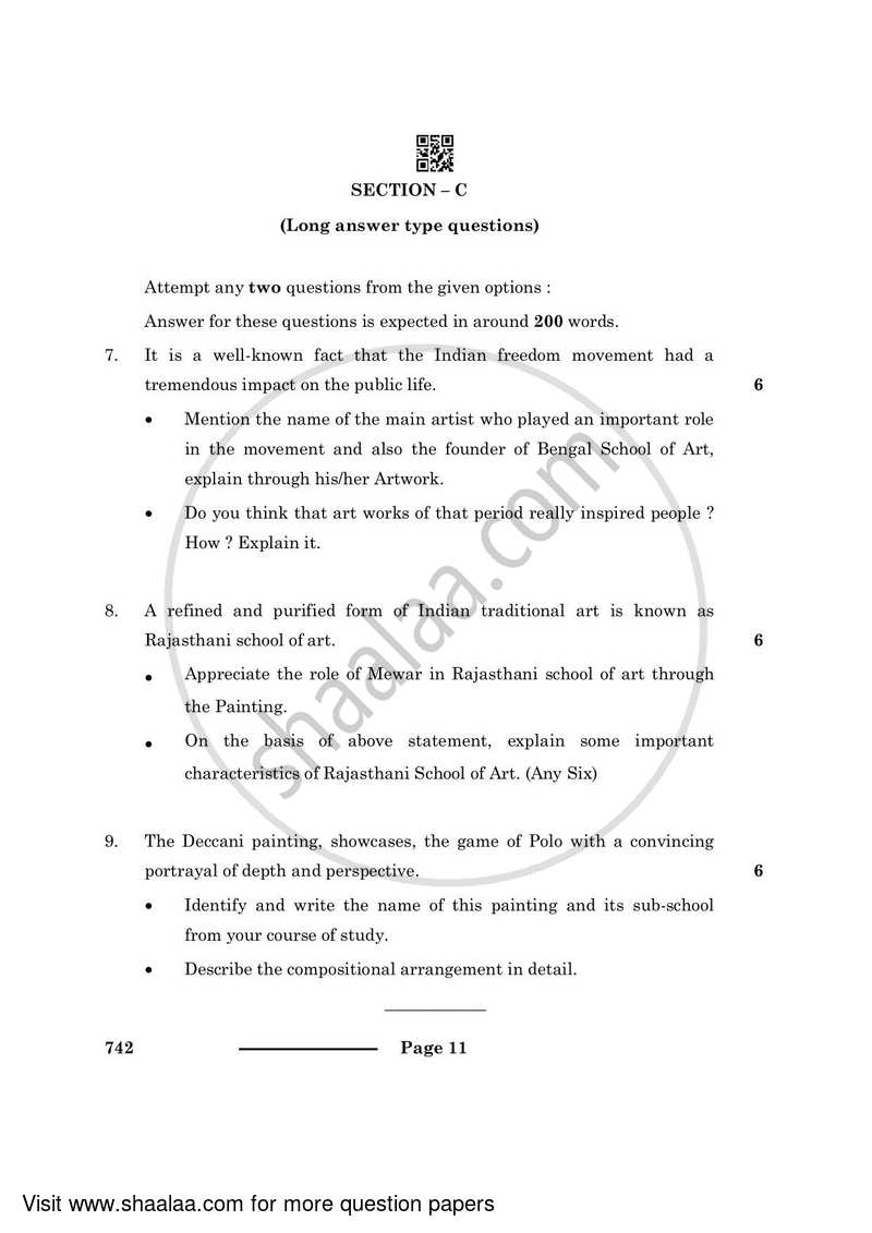 Fine Arts (Graphics) 2023-2024 - CBSE 12th - Class 12 - CBSE (Central Board of Secondary Education) question paper with PDF download