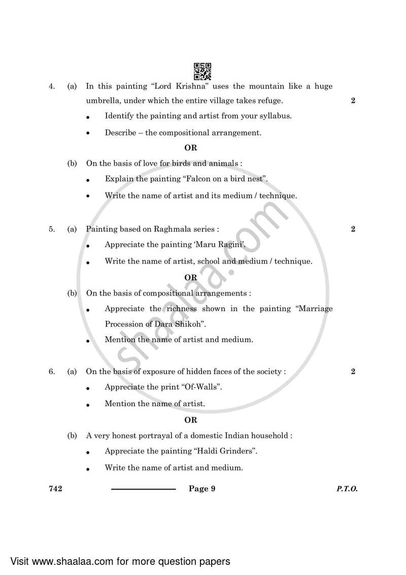 Fine Arts (Graphics) 2023-2024 - CBSE 12th - Class 12 - CBSE (Central Board of Secondary Education) question paper with PDF download