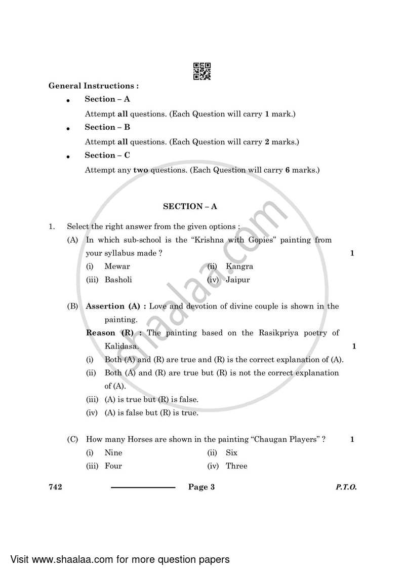 Fine Arts (Graphics) 2023-2024 - CBSE 12th - Class 12 - CBSE (Central Board of Secondary Education) question paper with PDF download