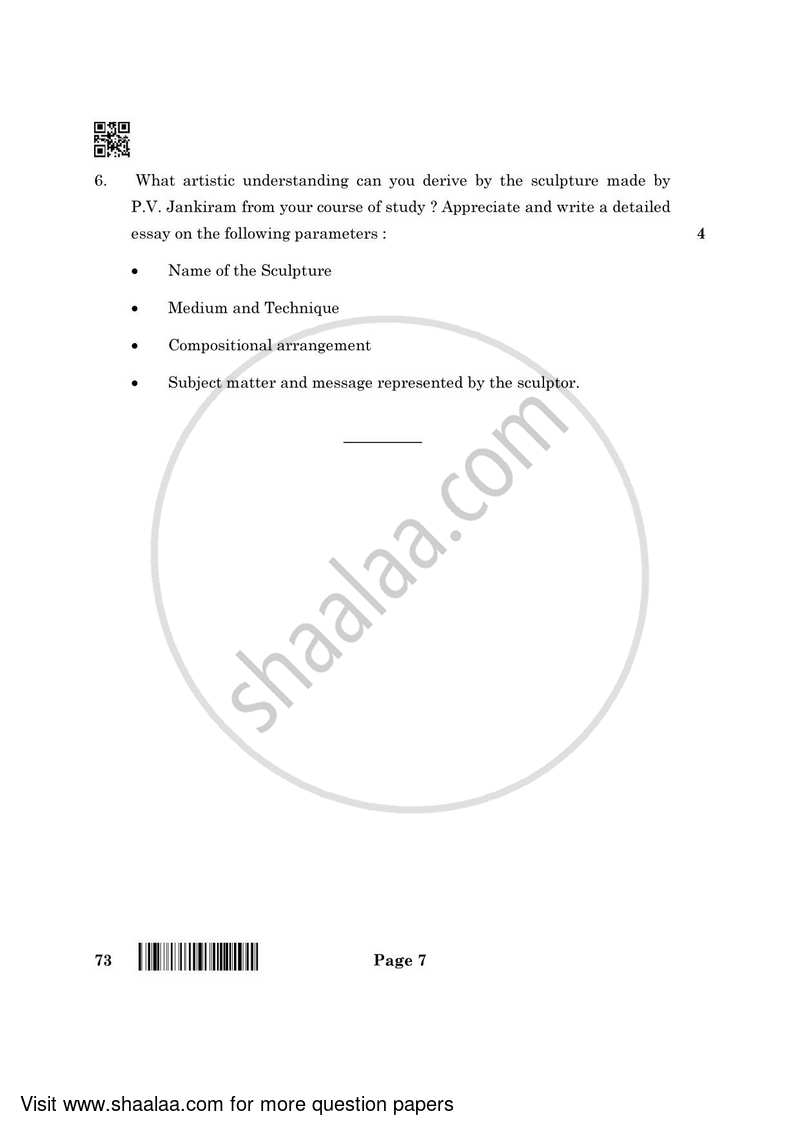 Fine Arts (Sculpture) 2021-2022 - CBSE 12th - Class 12 - CBSE (Central Board of Secondary Education) question paper with PDF download