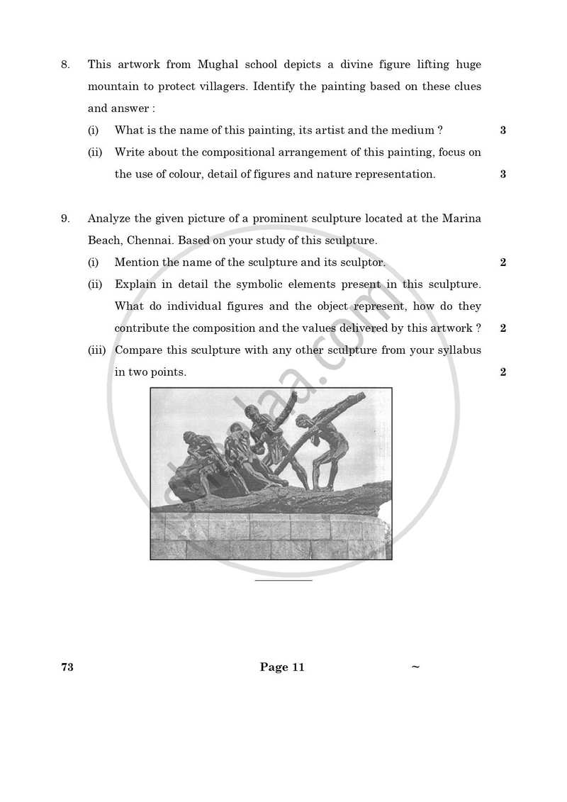Fine Arts (Sculpture) 2024-2025 - CBSE 12th - Class 12 - CBSE (Central Board of Secondary Education) question paper with PDF download
