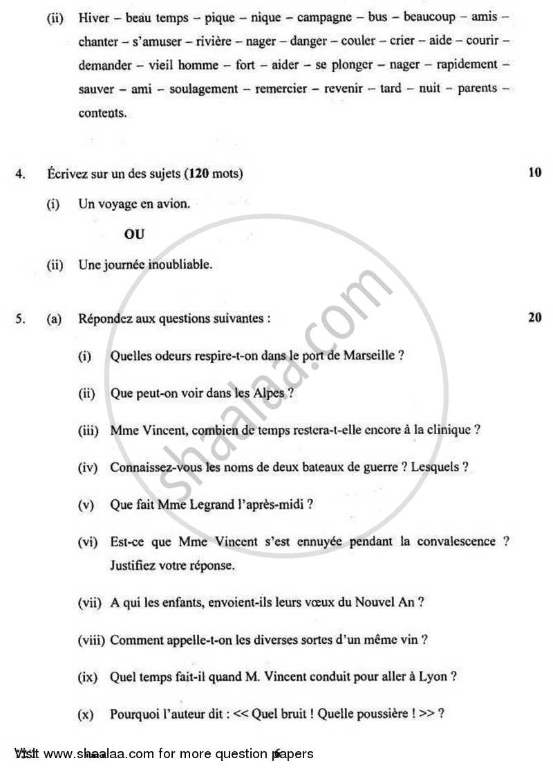 French 2010-2011 - CBSE 12th - Class 12 - CBSE (Central Board of Secondary Education) question paper with PDF download