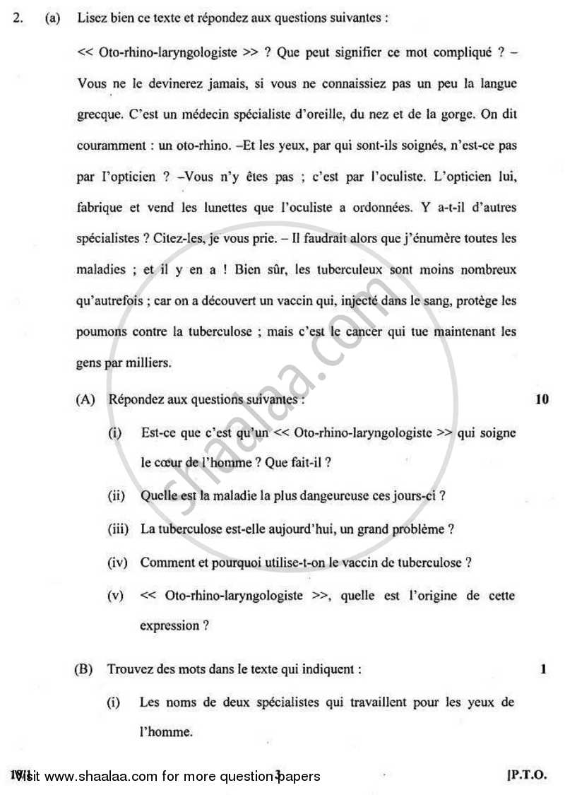 French 2010-2011 - CBSE 12th - Class 12 - CBSE (Central Board of Secondary Education) question paper with PDF download