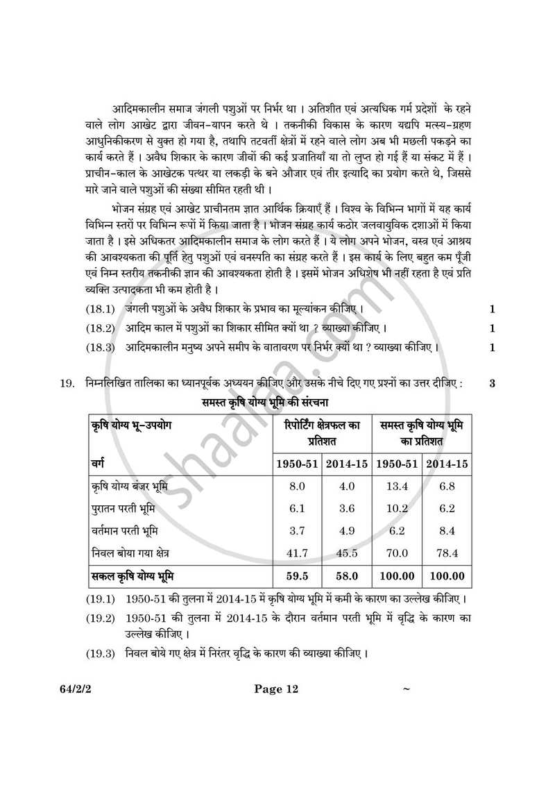 Geography (भूगोल) 2024-2025 - CBSE 12th - Class 12 [कक्षा १२] - CBSE (Central Board of Secondary Education) question paper with PDF download