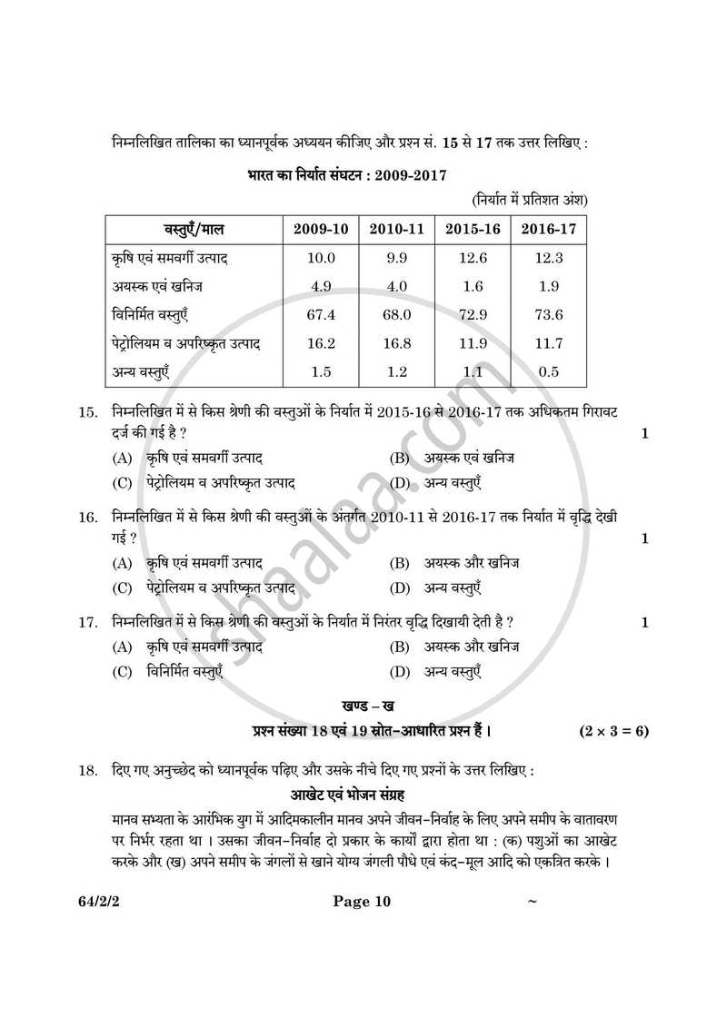 Geography (भूगोल) 2024-2025 - CBSE 12th - Class 12 [कक्षा १२] - CBSE (Central Board of Secondary Education) question paper with PDF download