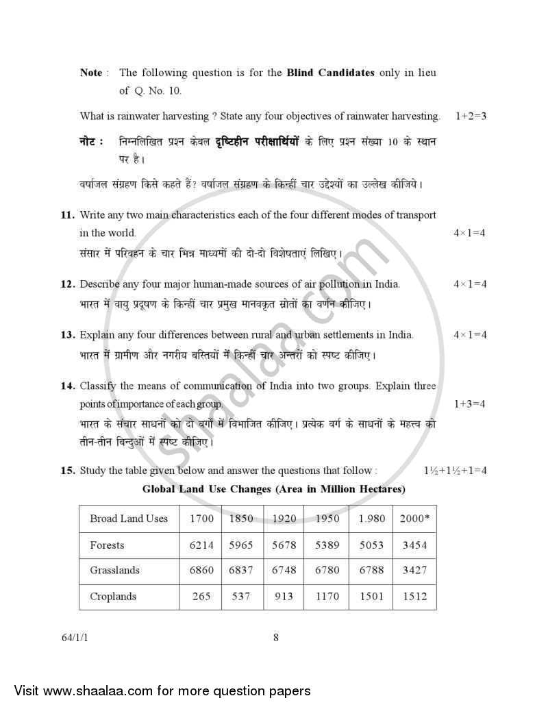 Geography 2006-2007 - CBSE 12th - Class 12 - CBSE (Central Board of Secondary Education) question paper with PDF download