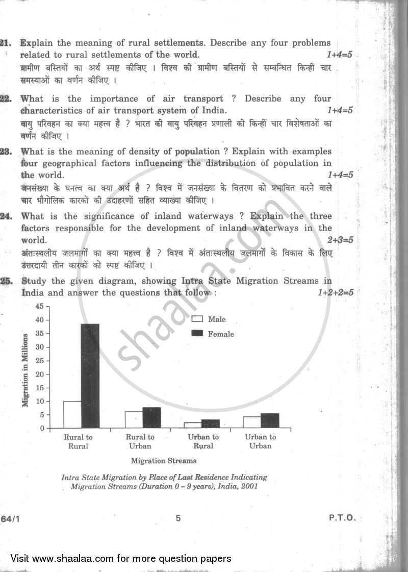 Geography 2009-2010 - CBSE 12th - Class 12 - CBSE (Central Board of Secondary Education) question paper with PDF download