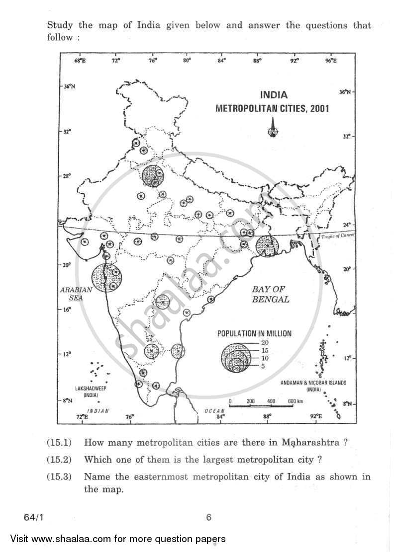 Geography 2011-2012 - CBSE 12th - Class 12 - CBSE (Central Board of Secondary Education) question paper with PDF download