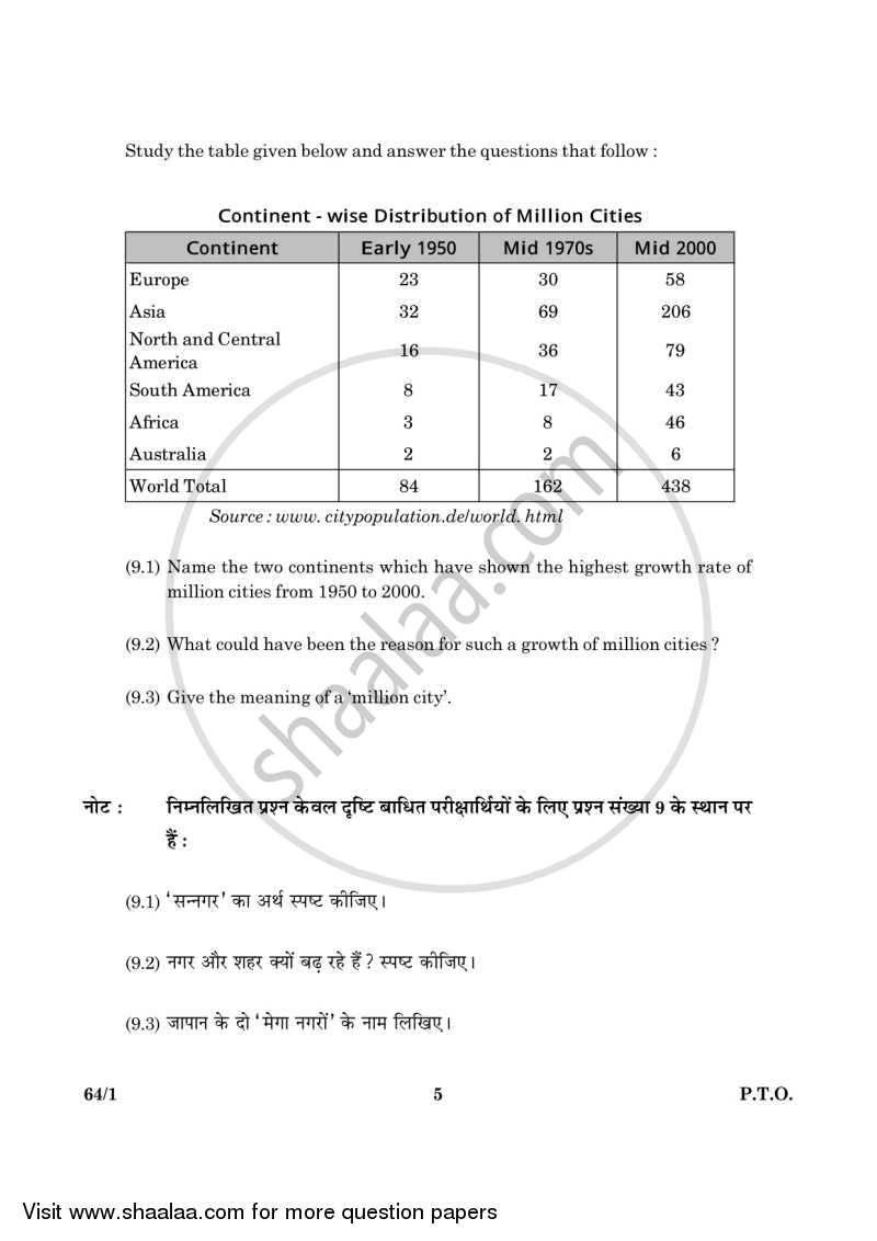 Geography 2015-2016 - CBSE 12th - Class 12 - CBSE (Central Board of Secondary Education) question paper with PDF download