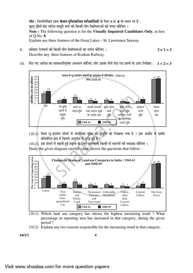 Geography 2016-2017 - CBSE 12th - Class 12 - CBSE (Central Board of Secondary Education) question paper with PDF download