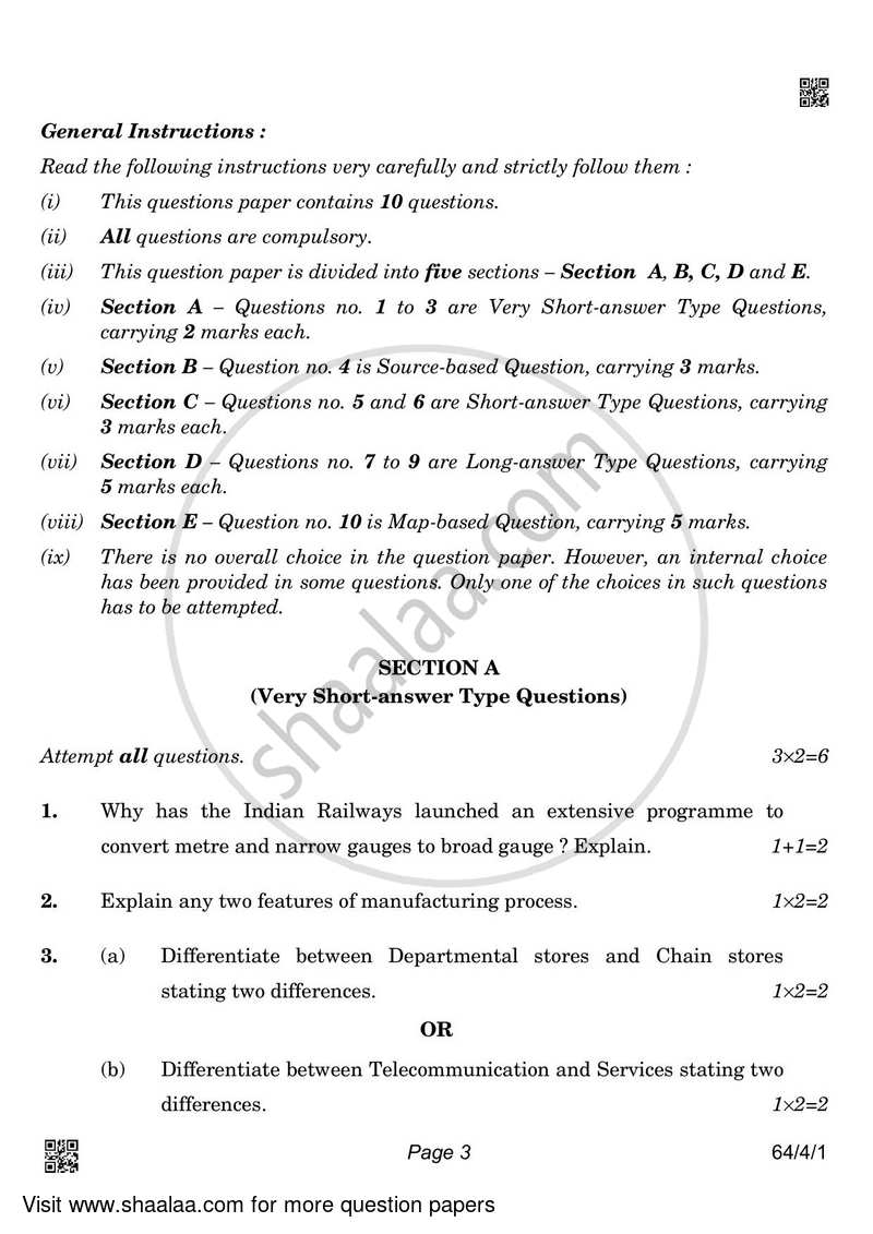 Geography 2021-2022 - CBSE 12th - Class 12 - CBSE (Central Board of Secondary Education) question paper with PDF download