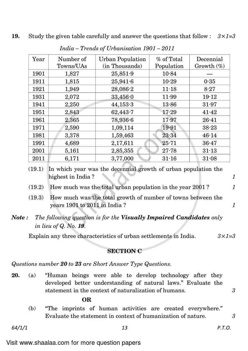Geography 2022-2023 - CBSE 12th - Class 12 - CBSE (Central Board of Secondary Education) question paper with PDF download