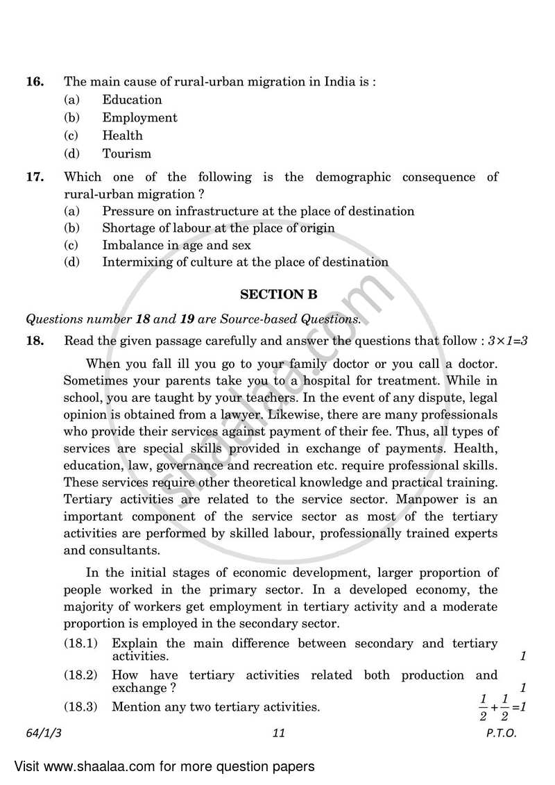 Geography 2022-2023 - CBSE 12th - Class 12 - CBSE (Central Board of Secondary Education) question paper with PDF download
