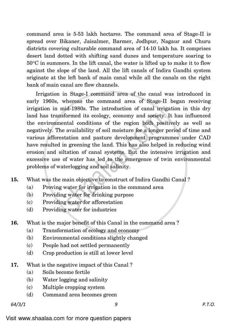 Geography 2022-2023 - CBSE 12th - Class 12 - CBSE (Central Board of Secondary Education) question paper with PDF download