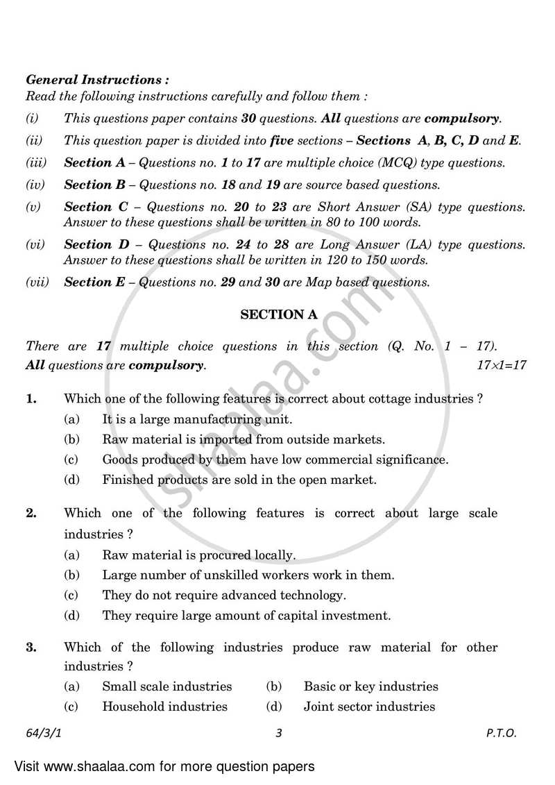 Geography 2022-2023 - CBSE 12th - Class 12 - CBSE (Central Board of Secondary Education) question paper with PDF download