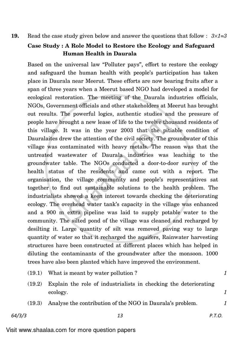 Geography 2022-2023 - CBSE 12th - Class 12 - CBSE (Central Board of Secondary Education) question paper with PDF download