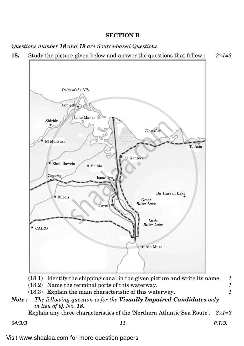 Geography 2022-2023 - CBSE 12th - Class 12 - CBSE (Central Board of Secondary Education) question paper with PDF download