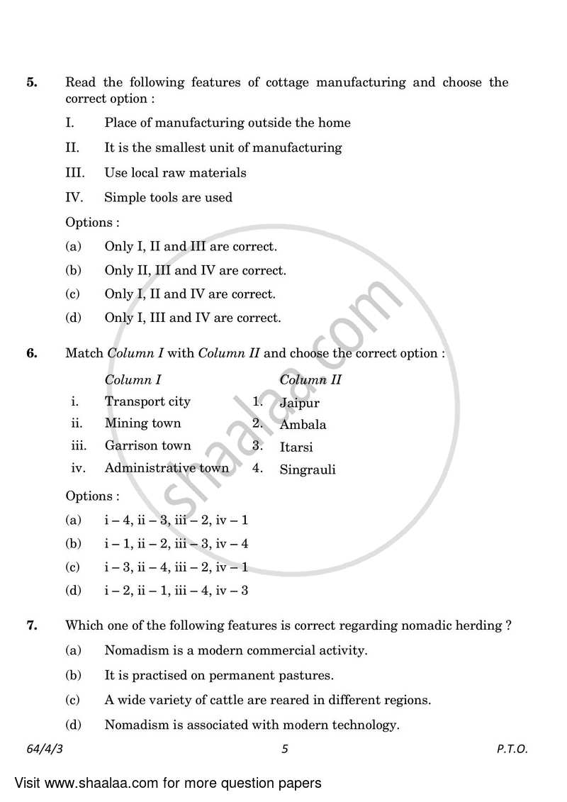 Geography 2022-2023 - CBSE 12th - Class 12 - CBSE (Central Board of Secondary Education) question paper with PDF download