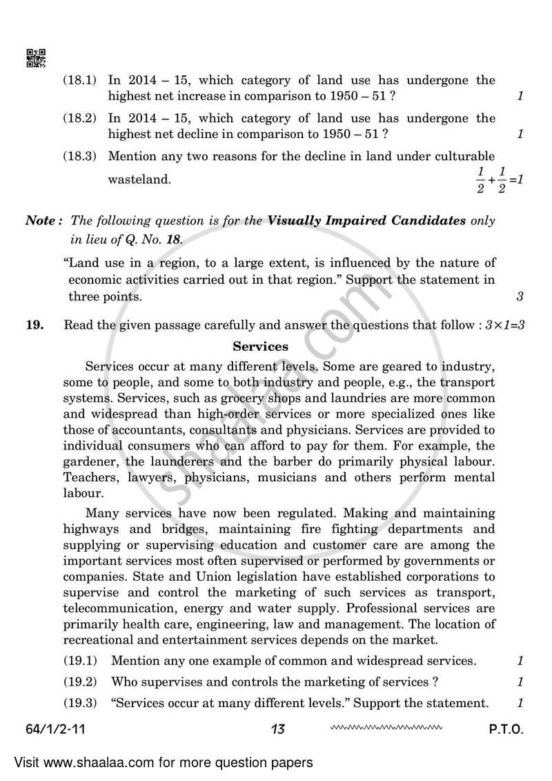 Geography 2023-2024 - CBSE 12th - Class 12 - CBSE (Central Board of Secondary Education) question paper with PDF download