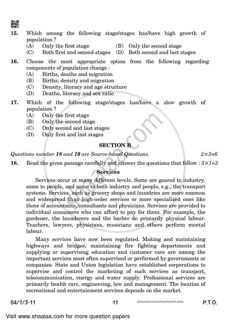 Geography 2023-2024 - CBSE 12th - Class 12 - CBSE (Central Board of Secondary Education) question paper with PDF download