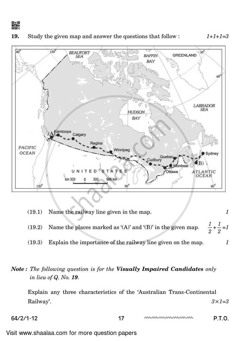Geography 2023-2024 - CBSE 12th - Class 12 - CBSE (Central Board of Secondary Education) question paper with PDF download