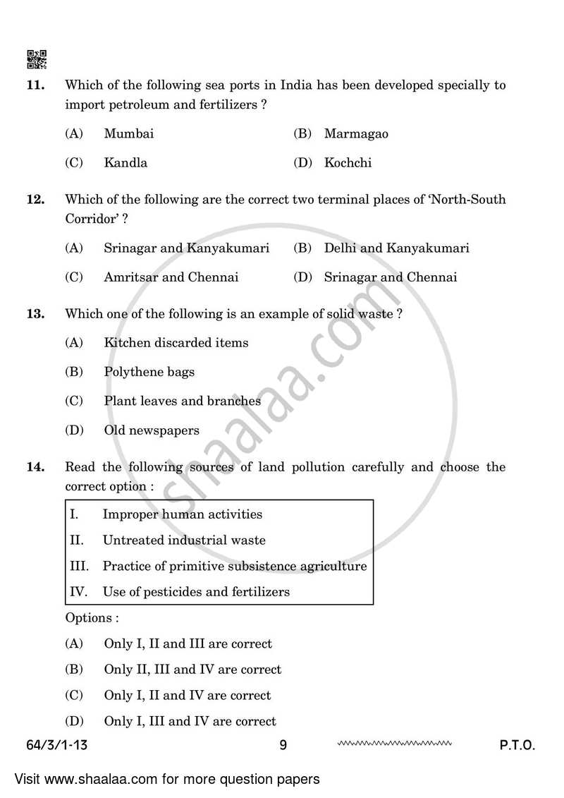 Geography 2023-2024 - CBSE 12th - Class 12 - CBSE (Central Board of Secondary Education) question paper with PDF download