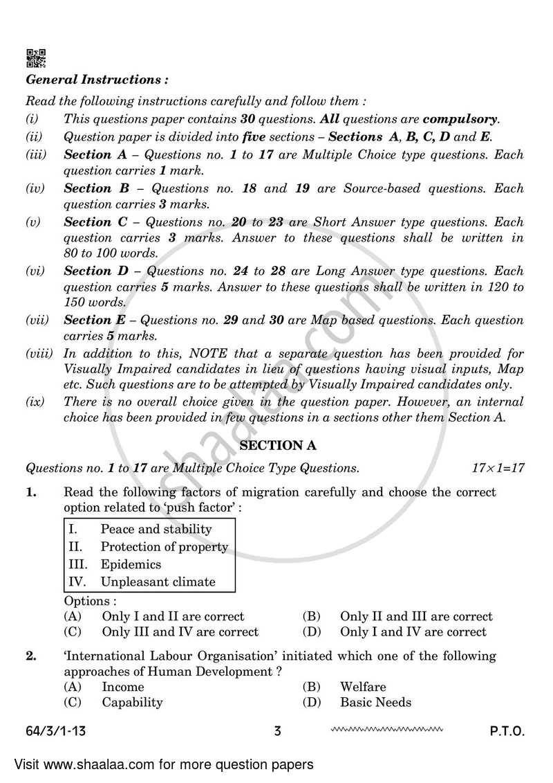 Geography 2023-2024 - CBSE 12th - Class 12 - CBSE (Central Board of Secondary Education) question paper with PDF download