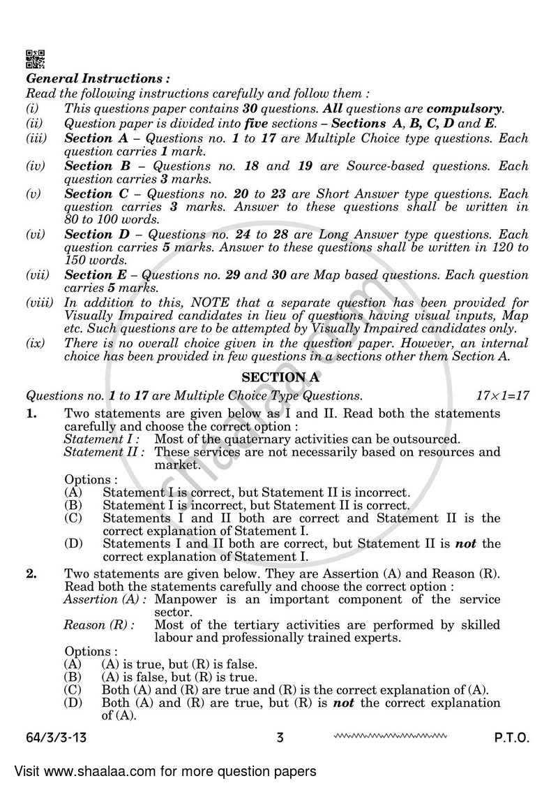 Geography 2023-2024 - CBSE 12th - Class 12 - CBSE (Central Board of Secondary Education) question paper with PDF download