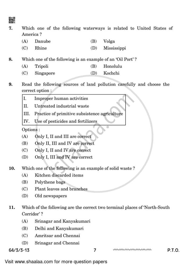 Geography 2023-2024 - CBSE 12th - Class 12 - CBSE (Central Board of Secondary Education) question paper with PDF download