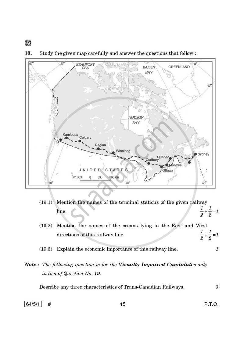 Geography 2024-2025 - CBSE 12th - Class 12 - CBSE (Central Board of Secondary Education) question paper with PDF download