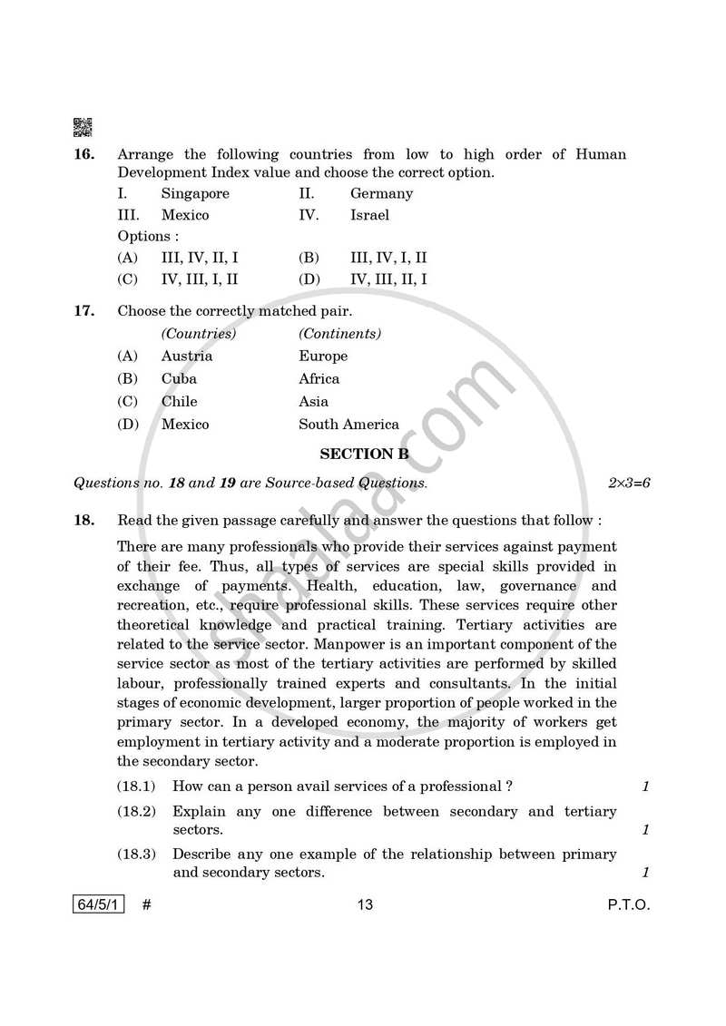 Geography 2024-2025 - CBSE 12th - Class 12 - CBSE (Central Board of Secondary Education) question paper with PDF download