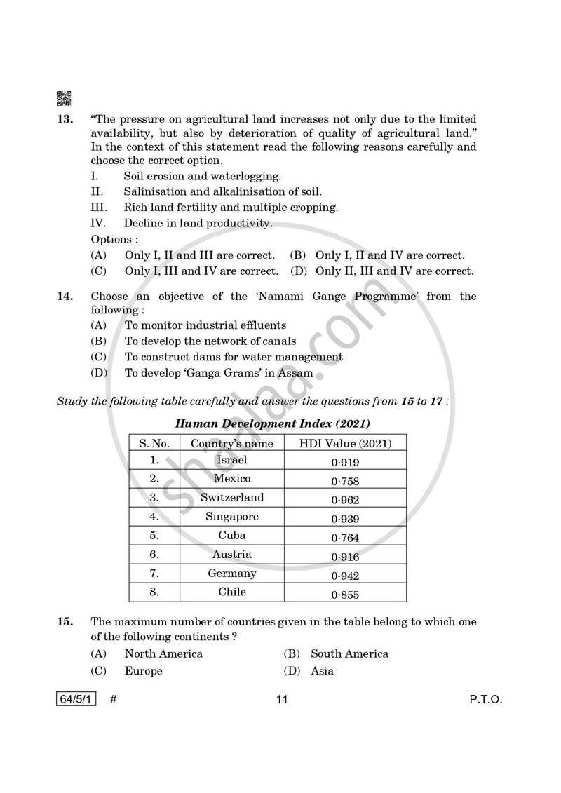 Geography 2024-2025 - CBSE 12th - Class 12 - CBSE (Central Board of Secondary Education) question paper with PDF download