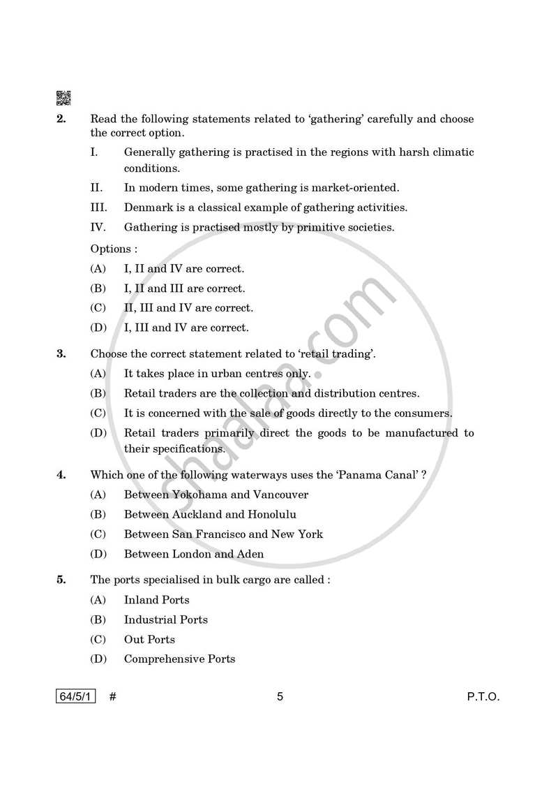 Geography 2024-2025 - CBSE 12th - Class 12 - CBSE (Central Board of Secondary Education) question paper with PDF download