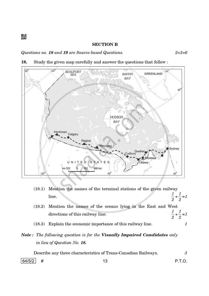 Geography 2024-2025 - CBSE 12th - Class 12 - CBSE (Central Board of Secondary Education) question paper with PDF download