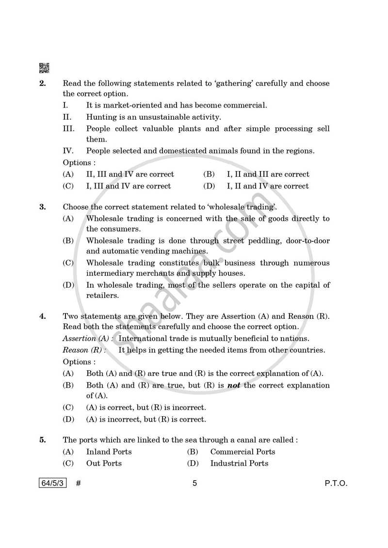 Geography 2024-2025 - CBSE 12th - Class 12 - CBSE (Central Board of Secondary Education) question paper with PDF download