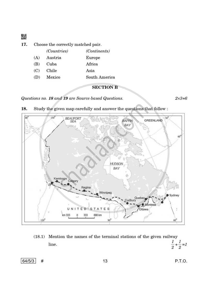 Geography 2024-2025 - CBSE 12th - Class 12 - CBSE (Central Board of Secondary Education) question paper with PDF download