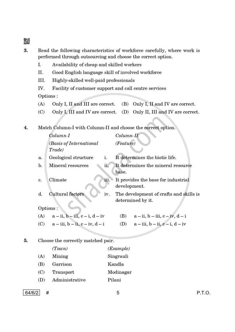 Geography 2024-2025 - CBSE 12th - Class 12 - CBSE (Central Board of Secondary Education) question paper with PDF download