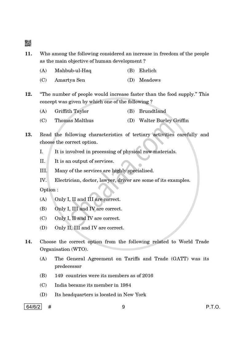 Geography 2024-2025 - CBSE 12th - Class 12 - CBSE (Central Board of Secondary Education) question paper with PDF download