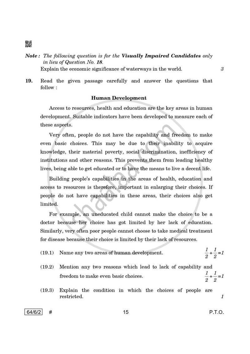 Geography 2024-2025 - CBSE 12th - Class 12 - CBSE (Central Board of Secondary Education) question paper with PDF download