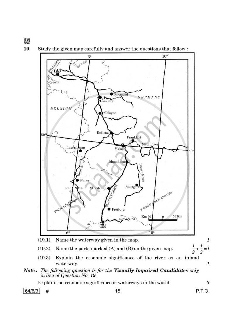 Geography 2024-2025 - CBSE 12th - Class 12 - CBSE (Central Board of Secondary Education) question paper with PDF download